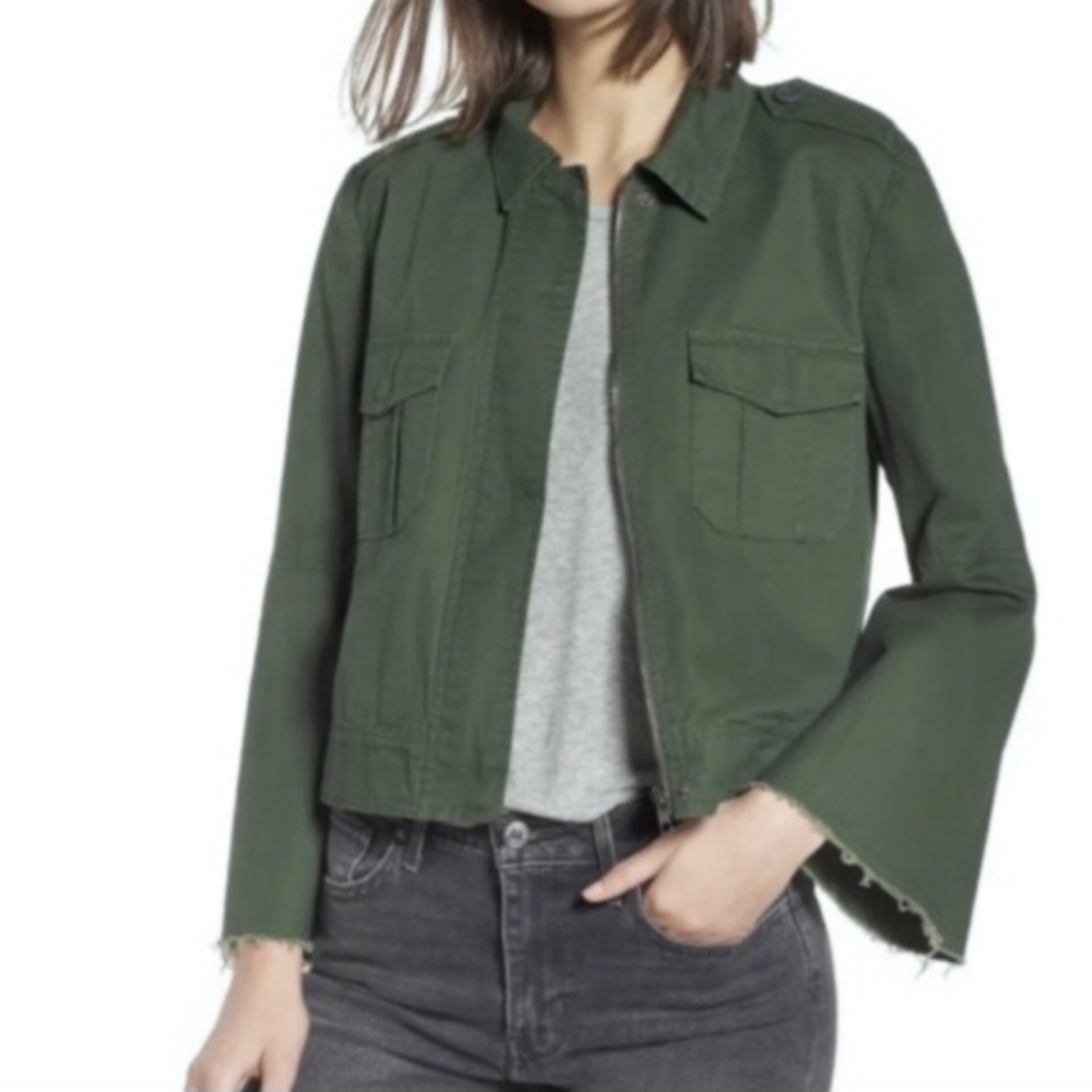 NEW W/out Tags BB Dakota Jennie Olive Grn Cropped Flare Sleeve Jacket Sz Sm NWOT